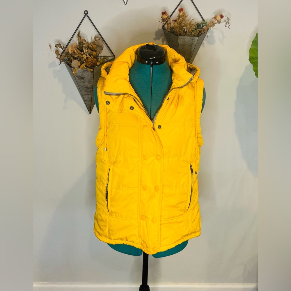 Nautica Bright Yellow Hooded Puffer Vest